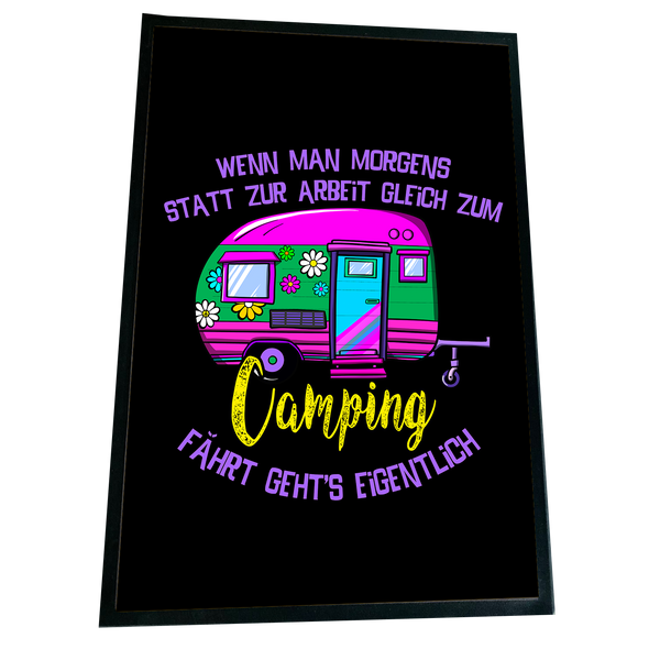 XXL Camping Fußmatte "Camping statt Arbeit" 60x90 cm