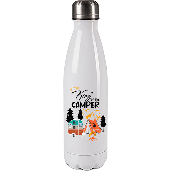 Camping Edelstahl Trinkflasche "King of the Camper" 500ml