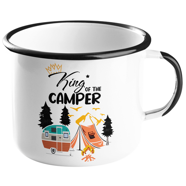 Camping Emailletasse "King of the Camper"