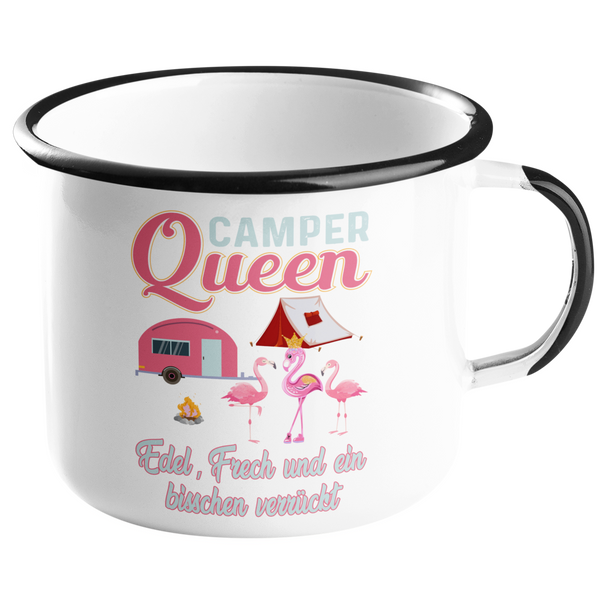 Camping Emailletasse "Camper Queen"