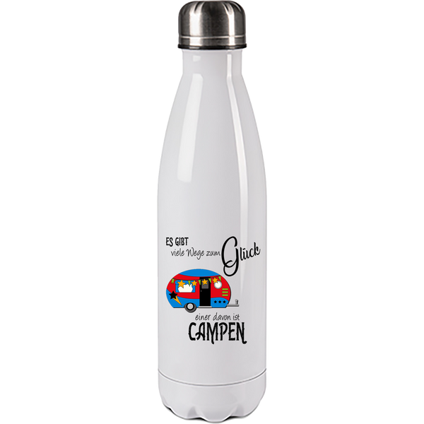 Camping Edelstahl Trinkflasche "Viele Wege zum Glück" 500ml