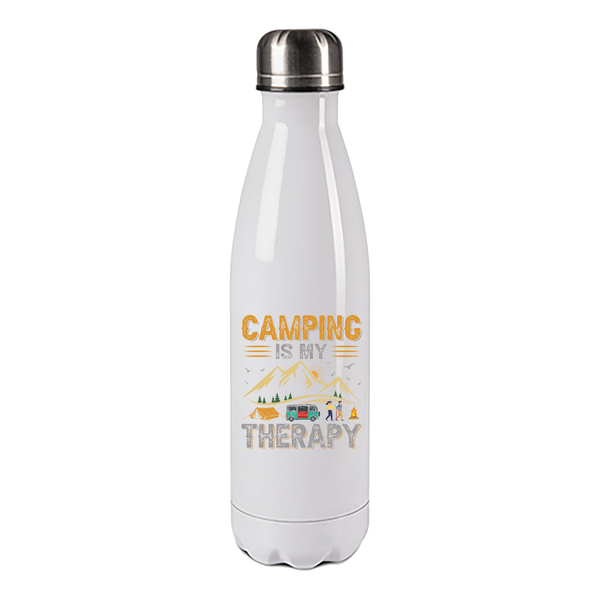 Camping Edelstahl Trinkflasche "Camping is my Therapy" 500ml
