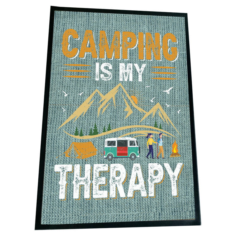 XXL Camping Fußmatte "Camping is my Therapy" 60x90 cm