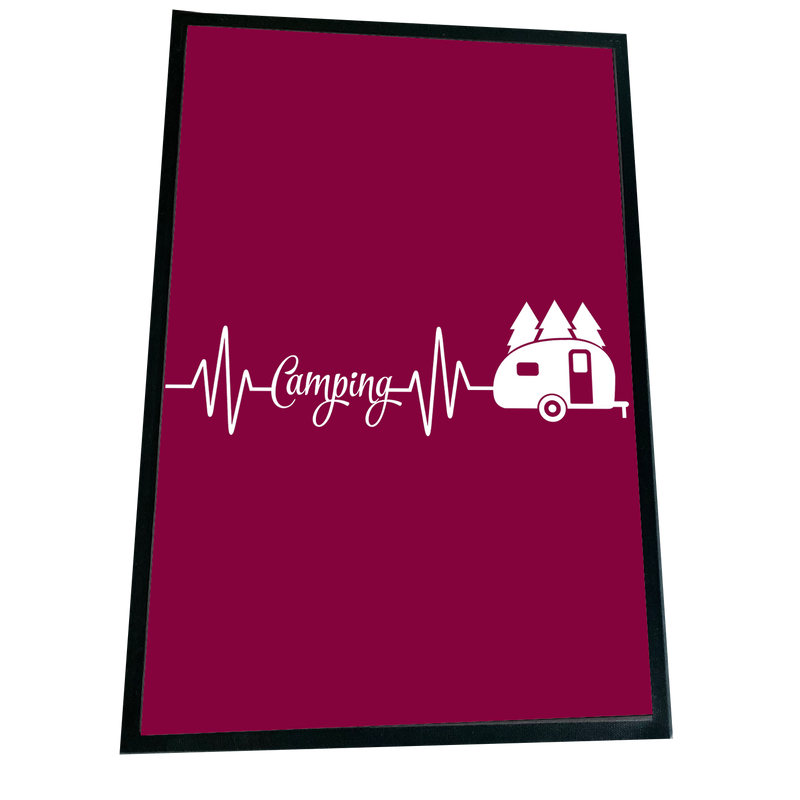 XXL Camping Fußmatte "Camping Heartbeat" 60x90 cm