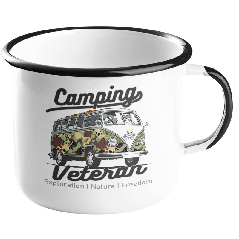 Camping Emailletasse "Camping Veteran"